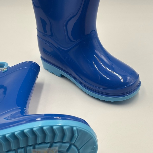 Kids' Shiny Blue Rain Boots with Light Blue Soles - Picture 3 of 8